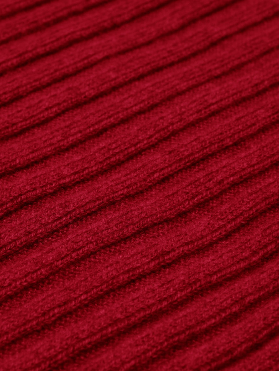 Napoli (red) - 100% cashmere ribbed scarf (unisex) - Fratelli Orsini - Luxury Cashmere Scarf - Handmade in Italy - 2