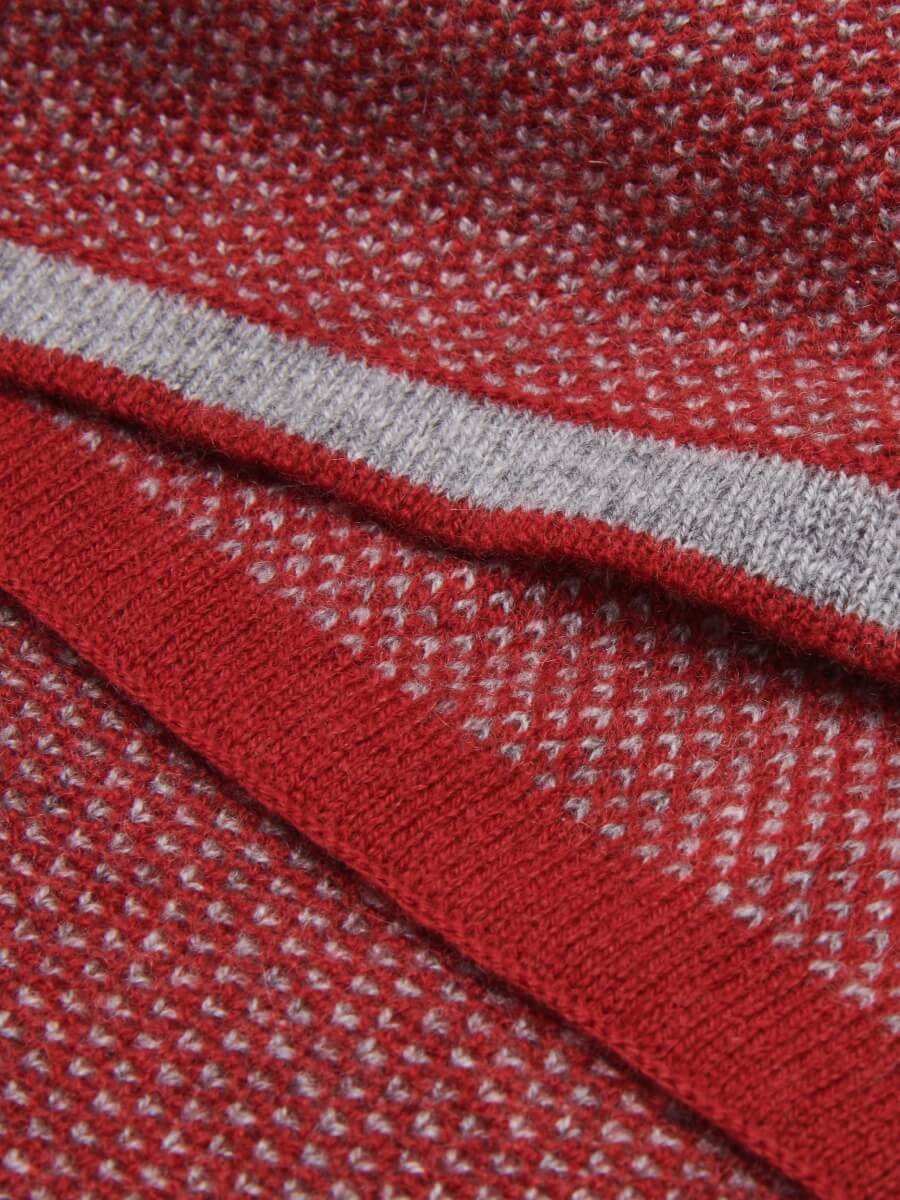 Riccardo (red & grey) - 100% cashmere scarf with pattern - Fratelli Orsini - Luxury Cashmere Scarf - Handmade in Italy - 4