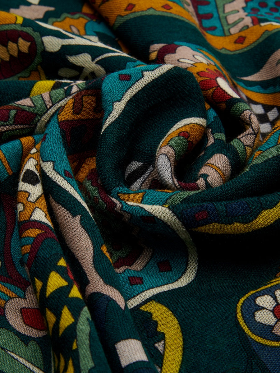 Edoardo (dark green) - soft and lightweight Italian scarf from 100% wool - Fratelli Orsini - Luxury Italian Scarf - Handmade in Italy - 6