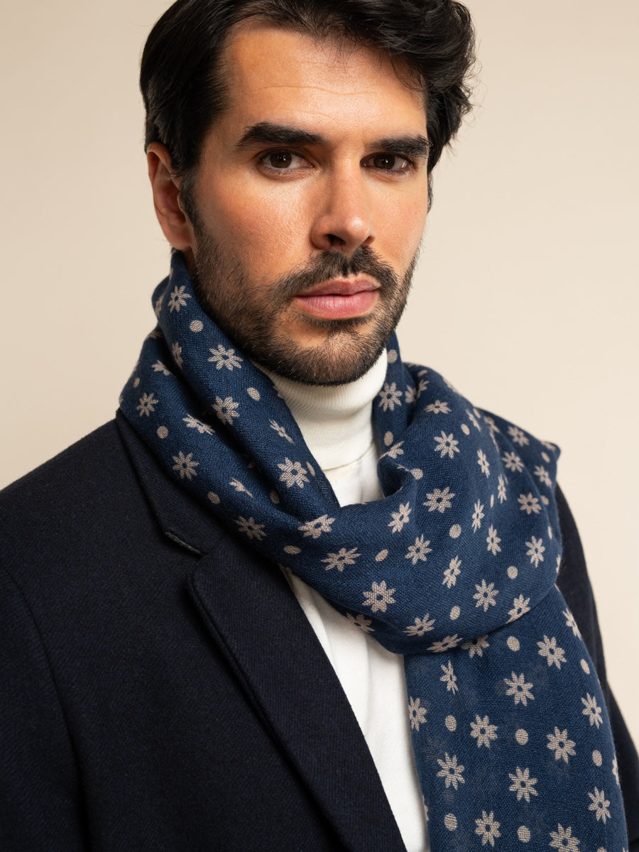 Andrea (blue) - soft and lightweight Italian scarf from 100% wool - Fratelli Orsini - Luxury Italian Scarf - Handmade in Italy - 8