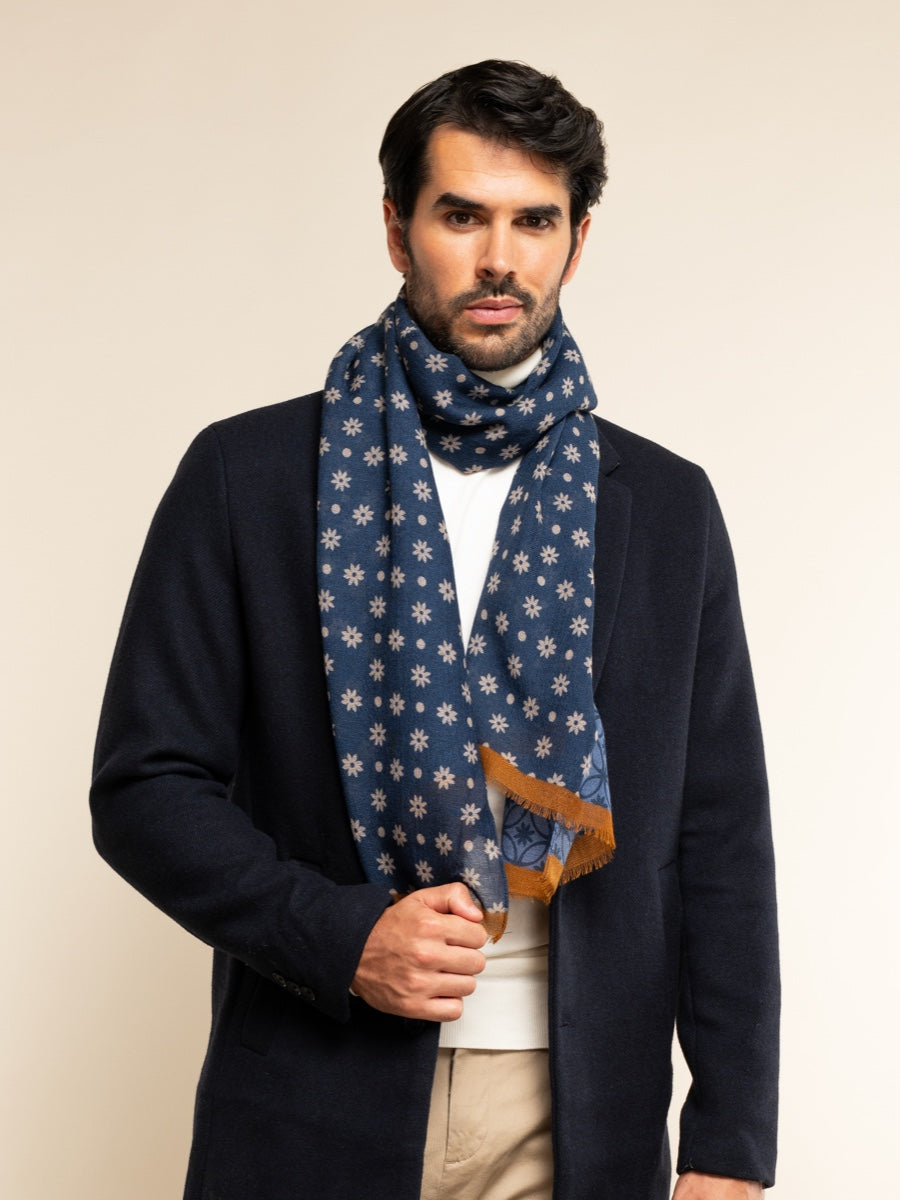 Andrea (blue) - soft and lightweight Italian scarf from 100% wool - Fratelli Orsini - Luxury Italian Scarf - Handmade in Italy - 9