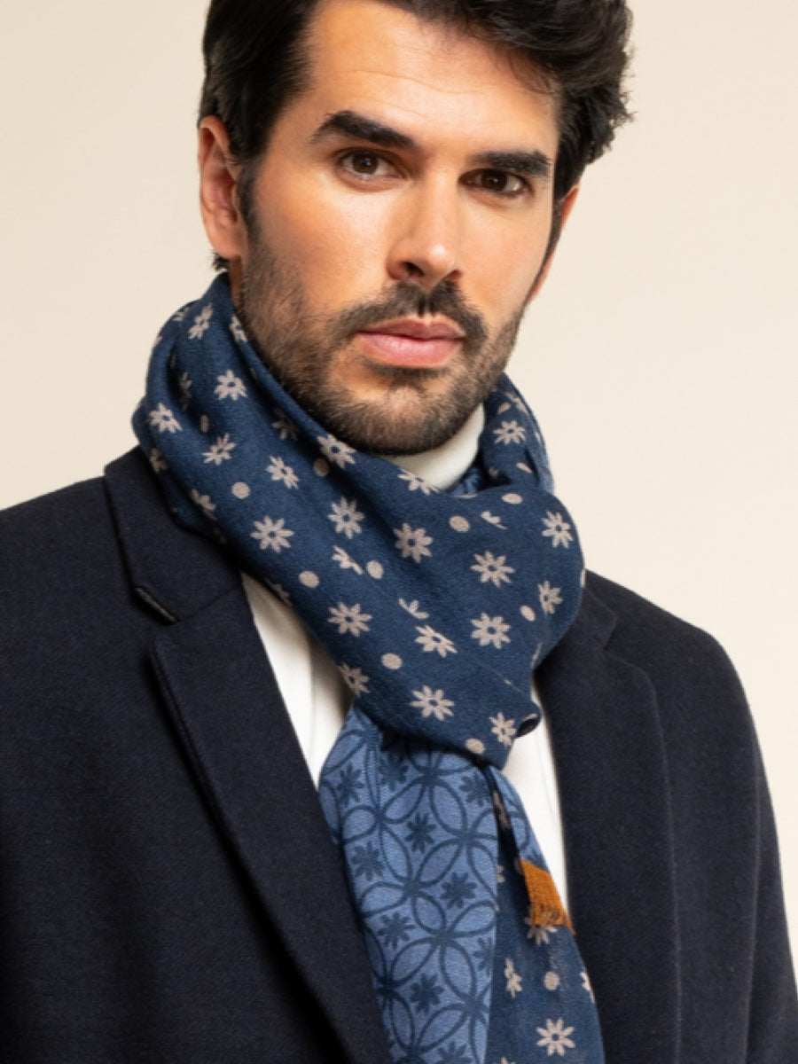 Andrea (blue) - soft and lightweight Italian scarf from 100% wool - Fratelli Orsini - Luxury Italian Scarf - Handmade in Italy - 10