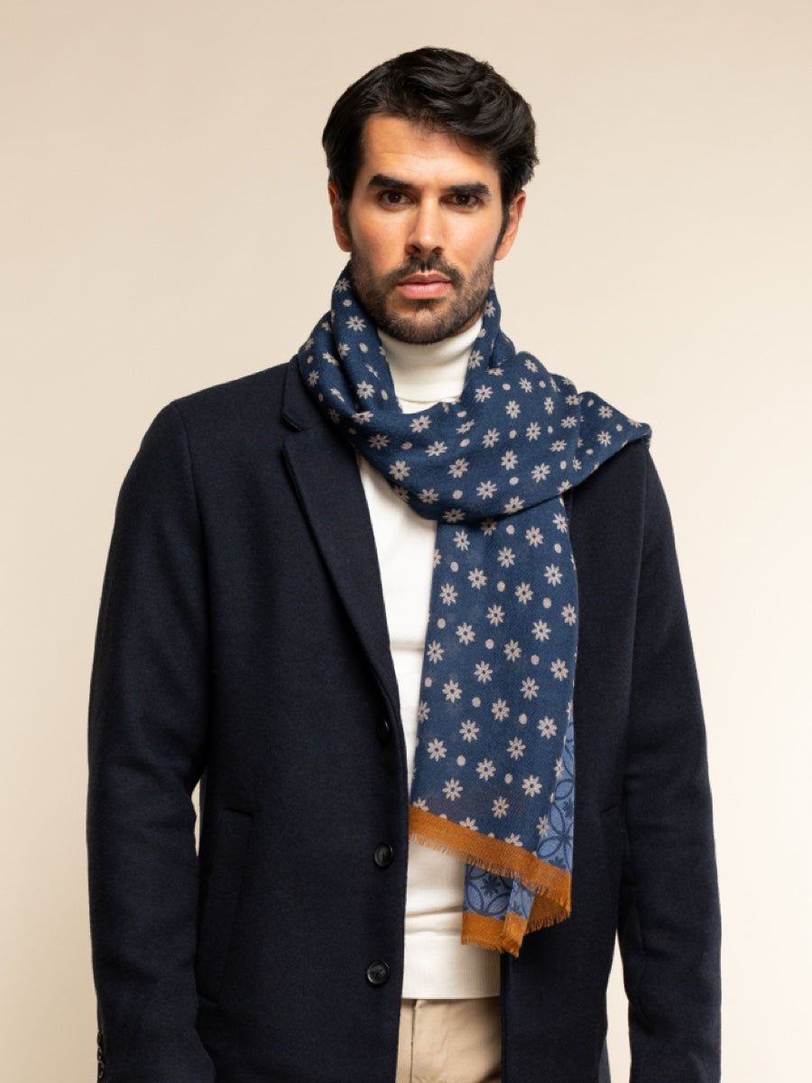 Andrea (blue) - soft and lightweight Italian scarf from 100% wool - Fratelli Orsini - Luxury Italian Scarf - Handmade in Italy - 11