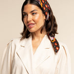 Bruna (black/orange)- soft and lightweight Italian foulard from pure silk - Fratelli Orsini - Luxury Italian Scarf - Handmade in Italy - 10