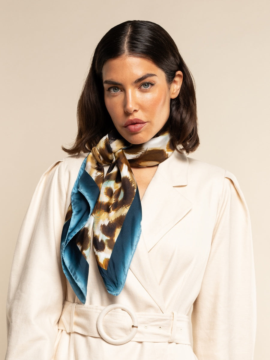Bruna (blue)- soft and lightweight Italian foulard from pure silk - Fratelli Orsini - Luxury Italian Scarf - Handmade in Italy - 1