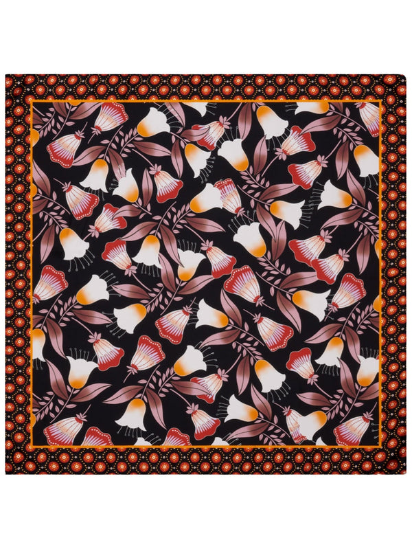 Bruna (black/orange)- soft and lightweight Italian foulard from pure silk