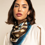 Bruna (blue)- soft and lightweight Italian foulard from pure silk - Fratelli Orsini - Luxury Italian Scarf - Handmade in Italy - 5