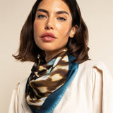 Bruna (blue)- soft and lightweight Italian foulard from pure silk - Fratelli Orsini - Luxury Italian Scarf - Handmade in Italy - 5