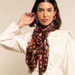 Bruna (black/orange)- soft and lightweight Italian foulard from pure silk - Fratelli Orsini - Luxury Italian Scarf - Handmade in Italy - 6