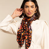 Bruna (black/orange)- soft and lightweight Italian foulard from pure silk - Fratelli Orsini - Luxury Italian Scarf - Handmade in Italy - 6