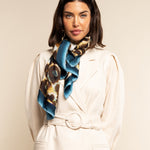 Bruna (blue)- soft and lightweight Italian foulard from pure silk - Fratelli Orsini - Luxury Italian Scarf - Handmade in Italy - 6