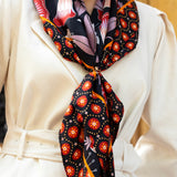 Bruna (black/orange)- soft and lightweight Italian foulard from pure silk - Fratelli Orsini - Luxury Italian Scarf - Handmade in Italy - 7