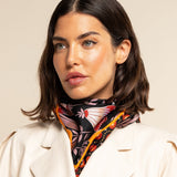 Bruna (black/orange)- soft and lightweight Italian foulard from pure silk - Fratelli Orsini - Luxury Italian Scarf - Handmade in Italy - 8