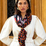 Bruna (black/orange)- soft and lightweight Italian foulard from pure silk - Fratelli Orsini - Luxury Italian Scarf - Handmade in Italy - 9
