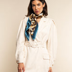Bruna (blue)- soft and lightweight Italian foulard from pure silk - Fratelli Orsini - Luxury Italian Scarf - Handmade in Italy - 9