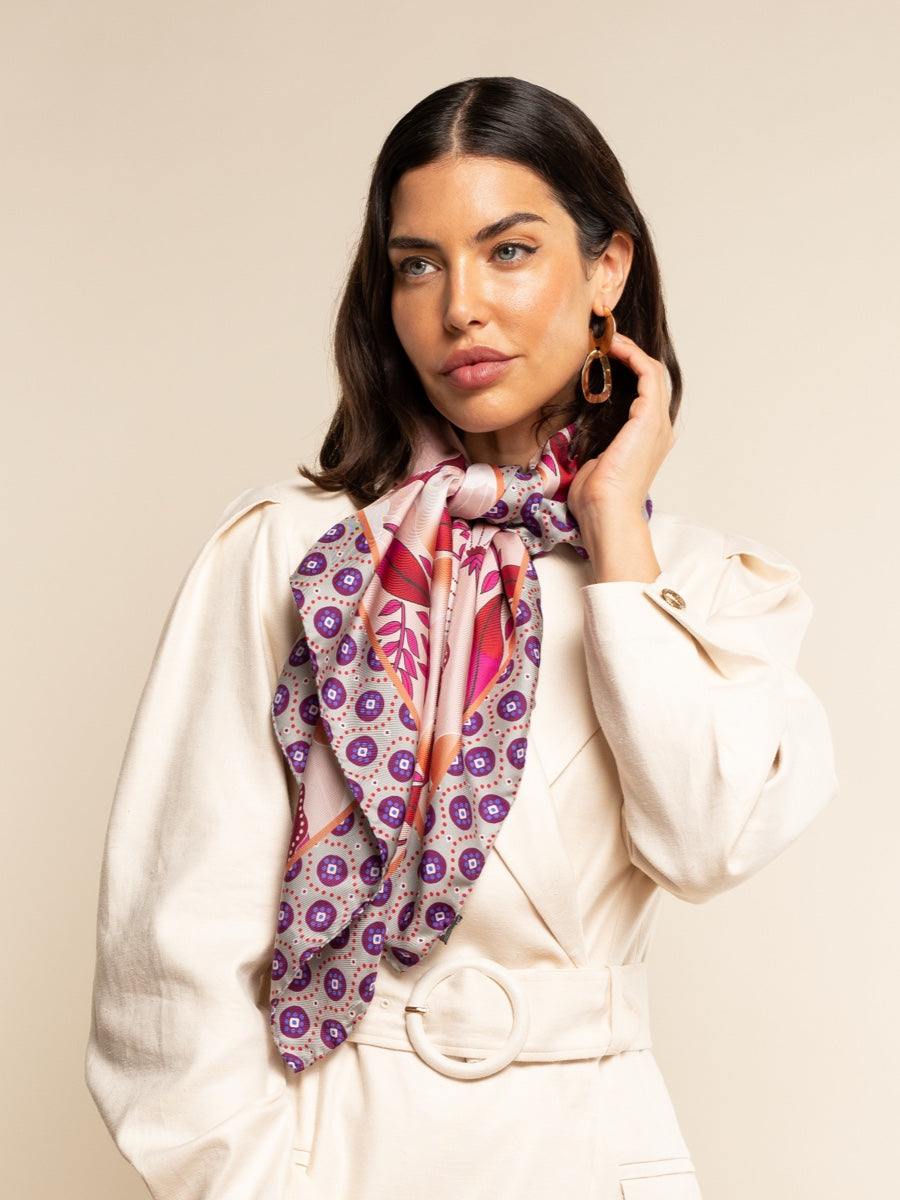 Bruna (pink)- soft and lightweight Italian foulard from pure silk - Fratelli Orsini - Luxury Italian Scarf - Handmade in Italy - 1