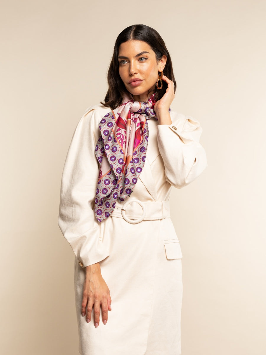 Bruna (pink)- soft and lightweight Italian foulard from pure silk - Fratelli Orsini - Luxury Italian Scarf - Handmade in Italy - 10