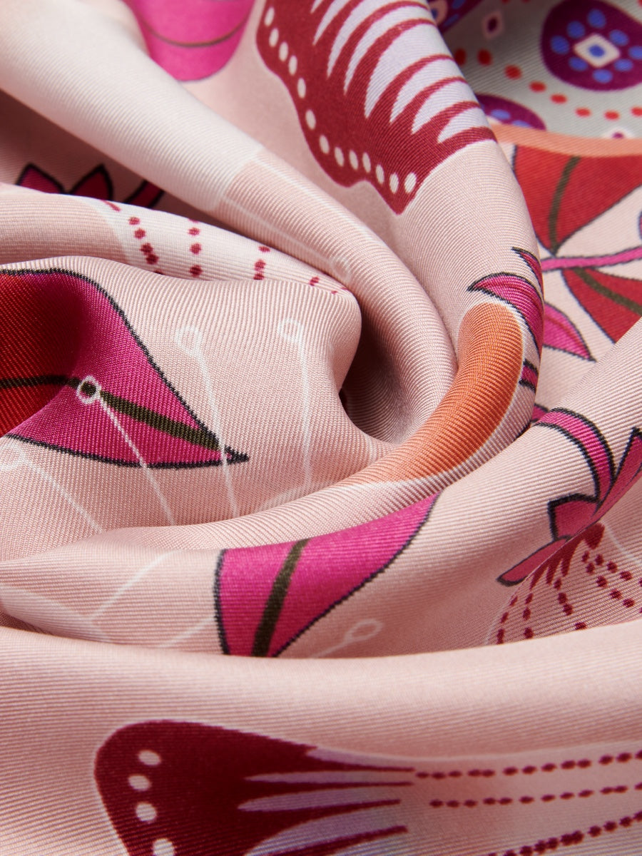Bruna (pink)- soft and lightweight Italian foulard from pure silk - Fratelli Orsini - Luxury Italian Scarf - Handmade in Italy - 4
