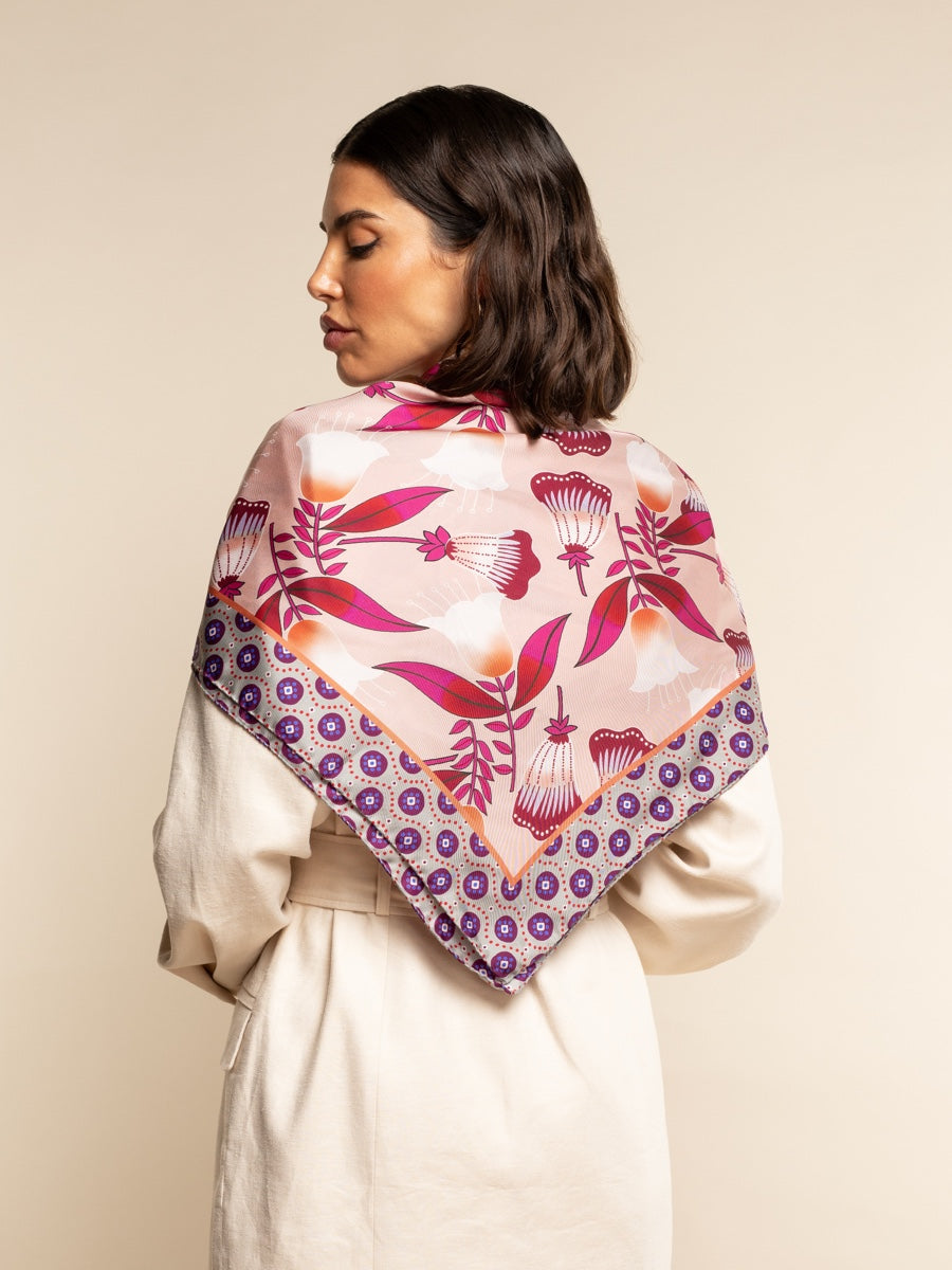Bruna (pink)- soft and lightweight Italian foulard from pure silk - Fratelli Orsini - Luxury Italian Scarf - Handmade in Italy - 6