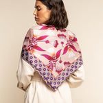Bruna (pink)- soft and lightweight Italian foulard from pure silk - Fratelli Orsini - Luxury Italian Scarf - Handmade in Italy - 6