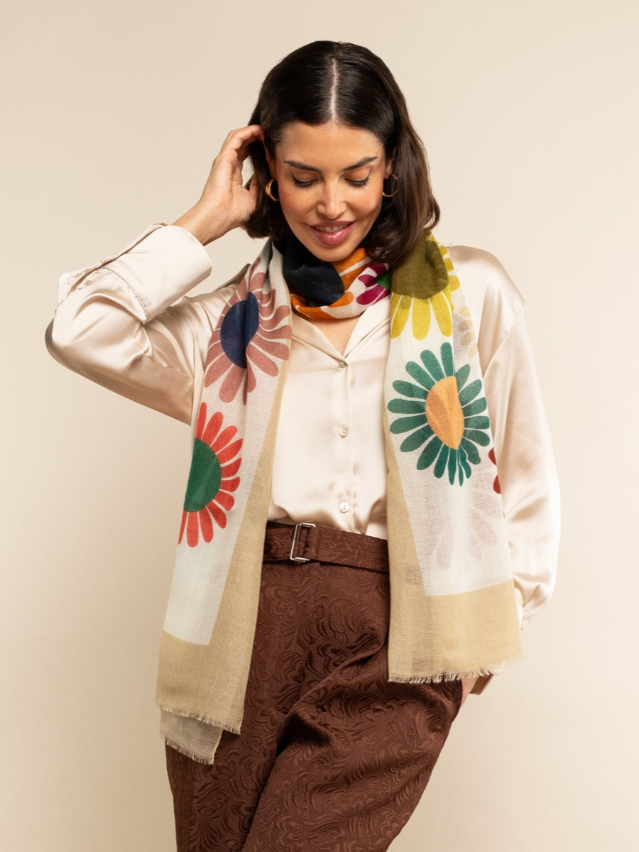 Evelina (yellow) - soft and lightweight Italian scarf from premium wool - Fratelli Orsini - Luxury Italian Scarf - Handmade in Italy - 1