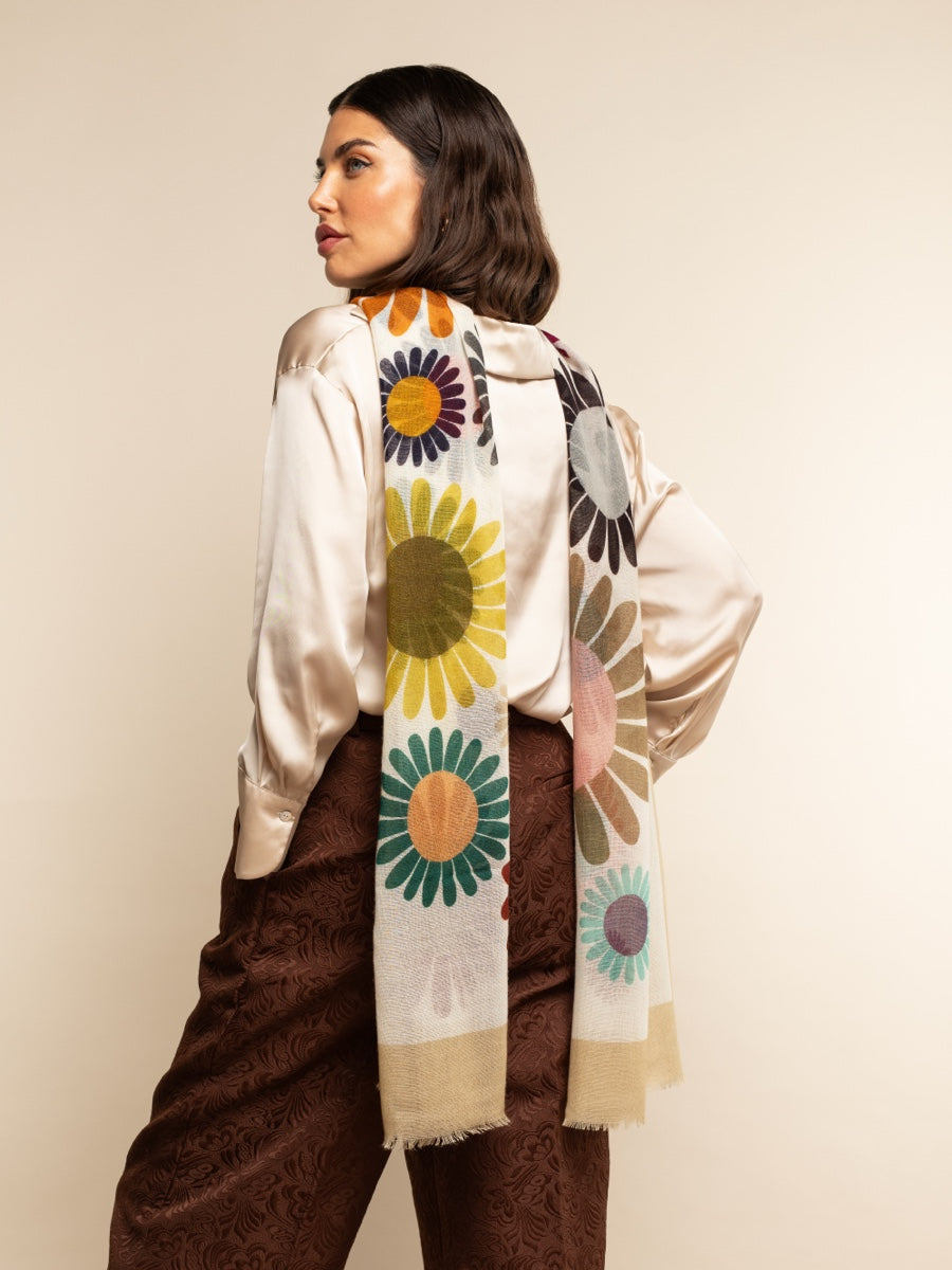 Evelina (yellow) - soft and lightweight Italian scarf from premium wool - Fratelli Orsini - Luxury Italian Scarf - Handmade in Italy - 5