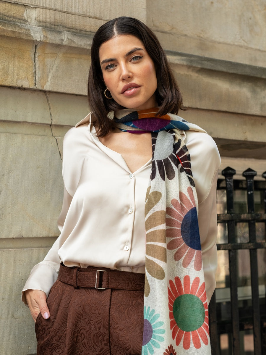 Evelina (yellow) - soft and lightweight Italian scarf from premium wool - Fratelli Orsini - Luxury Italian Scarf - Handmade in Italy - 6