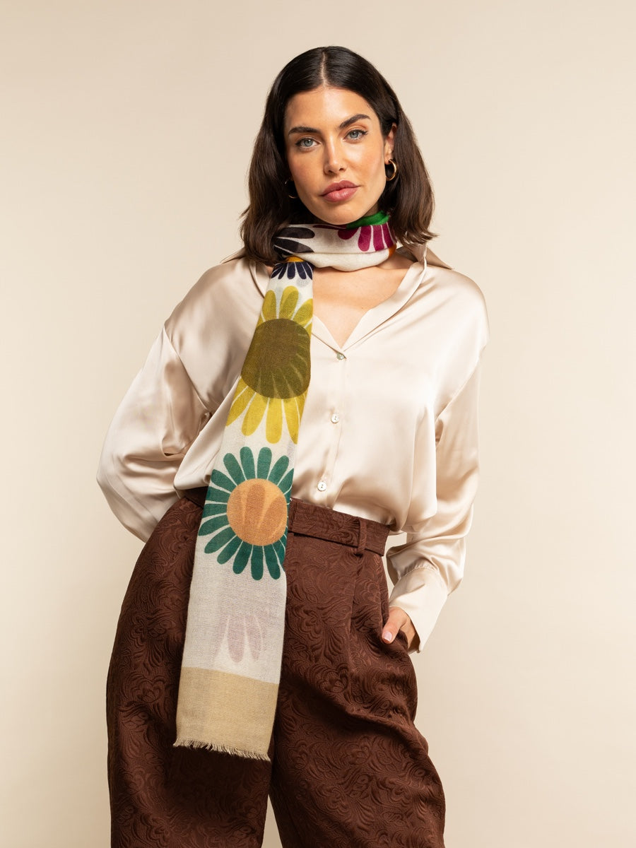 Evelina (yellow) - soft and lightweight Italian scarf from premium wool - Fratelli Orsini - Luxury Italian Scarf - Handmade in Italy - 8