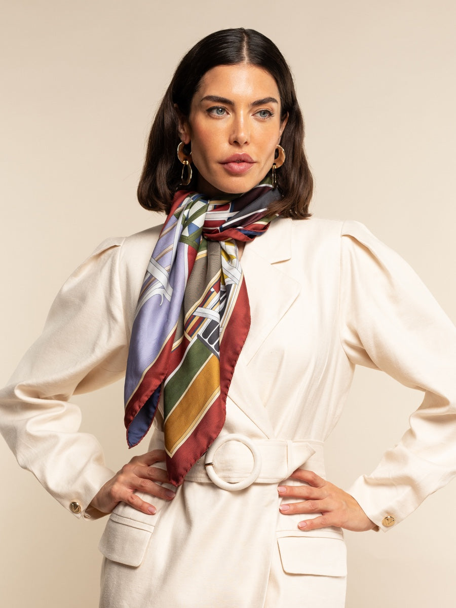 Fiorella (red/blue) - soft and lightweight Italian foulard from pure silk - Fratelli Orsini - Luxury Italian Scarf - Handmade in Italy - 1