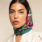 Italian Silk Foulard Women Fiorella (green) – Fratelli Orsini® - Luxury Leather Gloves - Made in Italy - 11