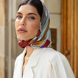 Fiorella (red/blue) - soft and lightweight Italian foulard from pure silk - Fratelli Orsini - Luxury Italian Scarf - Handmade in Italy - 12