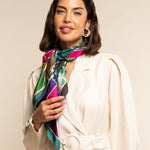 Italian Silk Foulard Women Fiorella (green) – Fratelli Orsini® - Luxury Leather Gloves - Made in Italy - 1