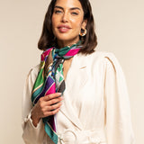 Italian Silk Foulard Women Fiorella (green) – Fratelli Orsini® - Luxury Leather Gloves - Made in Italy - 1