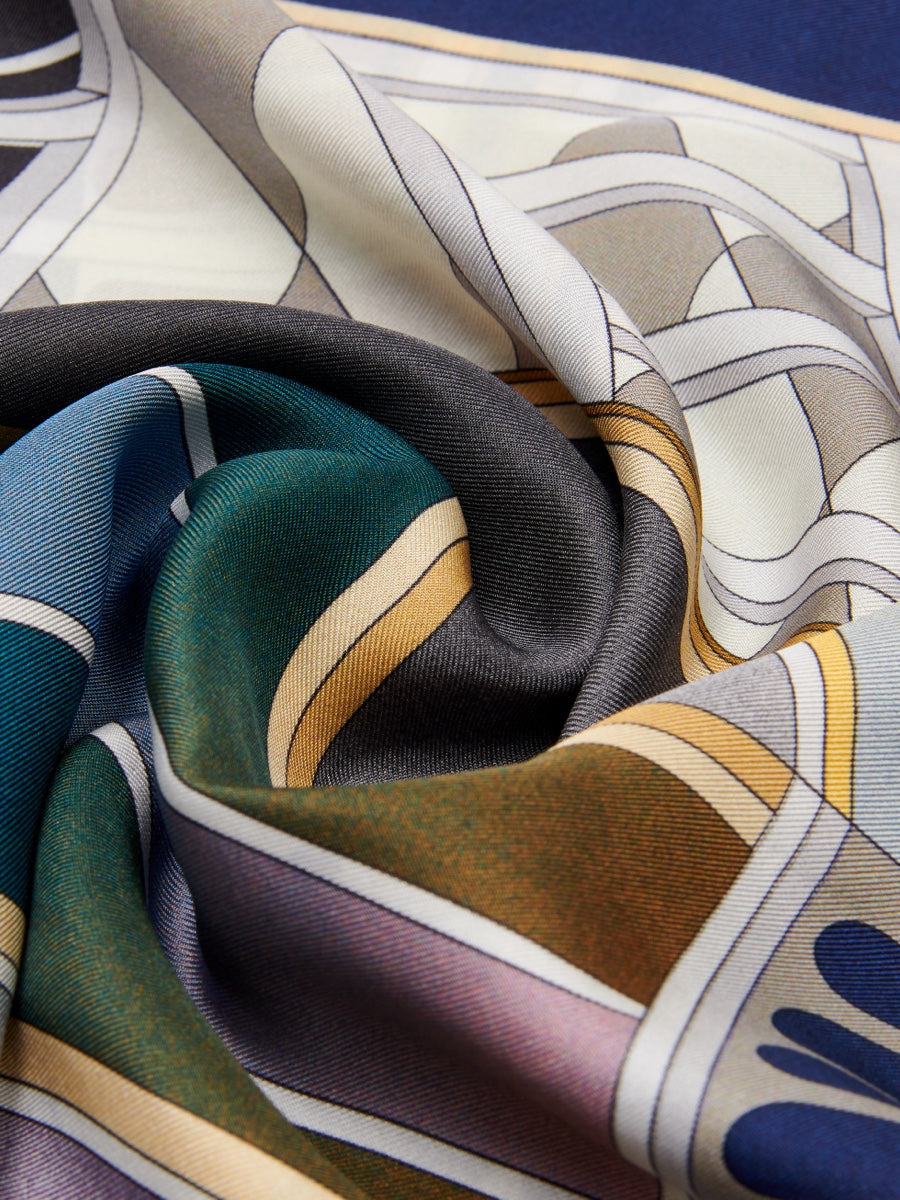 Fiorella (red/blue) - soft and lightweight Italian foulard from pure silk - Fratelli Orsini - Luxury Italian Scarf - Handmade in Italy - 4