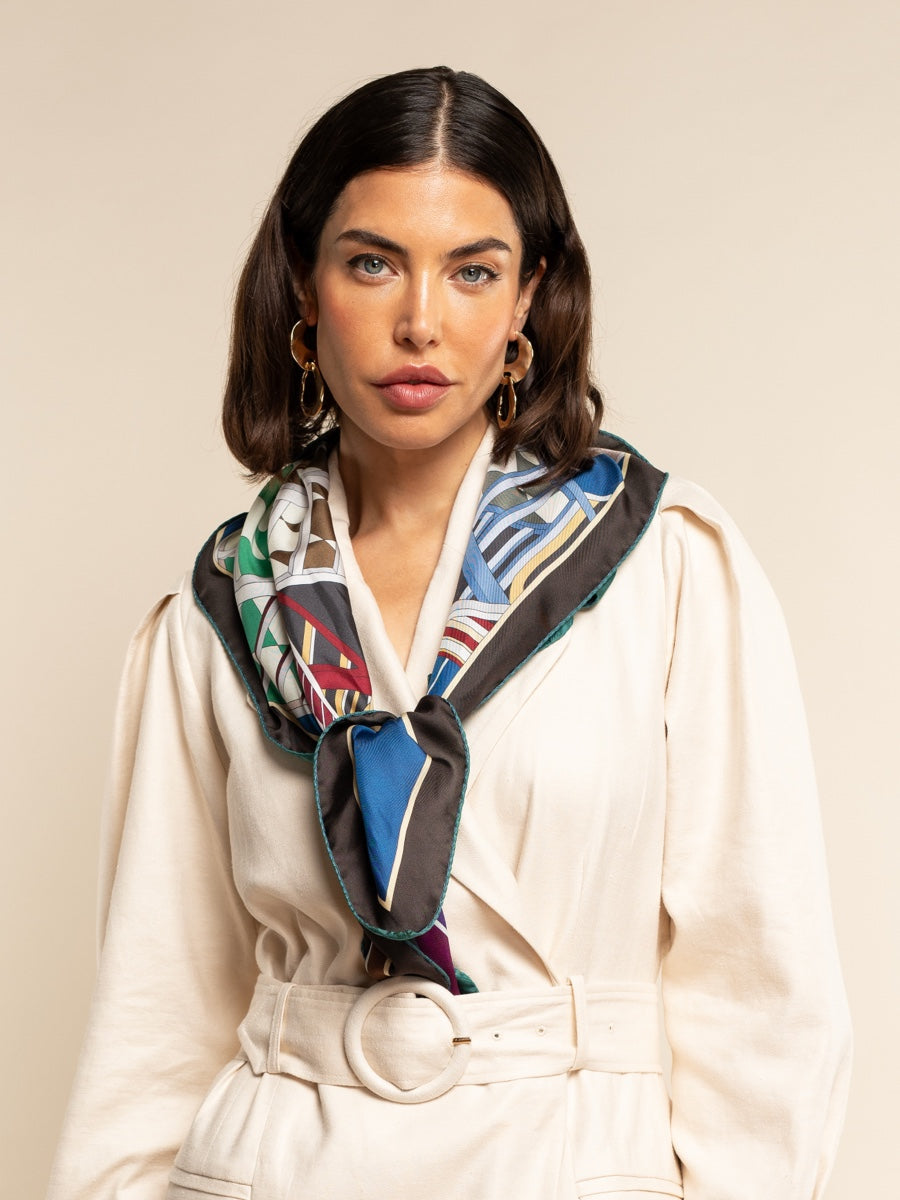 Fiorella (red/blue) - soft and lightweight Italian foulard from pure silk - Fratelli Orsini - Luxury Italian Scarf - Handmade in Italy - 5