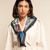 Fiorella (red/blue) - soft and lightweight Italian foulard from pure silk - Fratelli Orsini - Luxury Italian Scarf - Handmade in Italy - 5