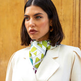 Italian Silk Foulard Women Fiorella (green) – Fratelli Orsini® - Luxury Leather Gloves - Made in Italy - 6