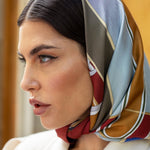 Fiorella (red/blue) - soft and lightweight Italian foulard from pure silk - Fratelli Orsini - Luxury Italian Scarf - Handmade in Italy - 7