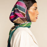 Italian Silk Foulard Women Fiorella (green) – Fratelli Orsini® - Luxury Leather Gloves - Made in Italy - 8