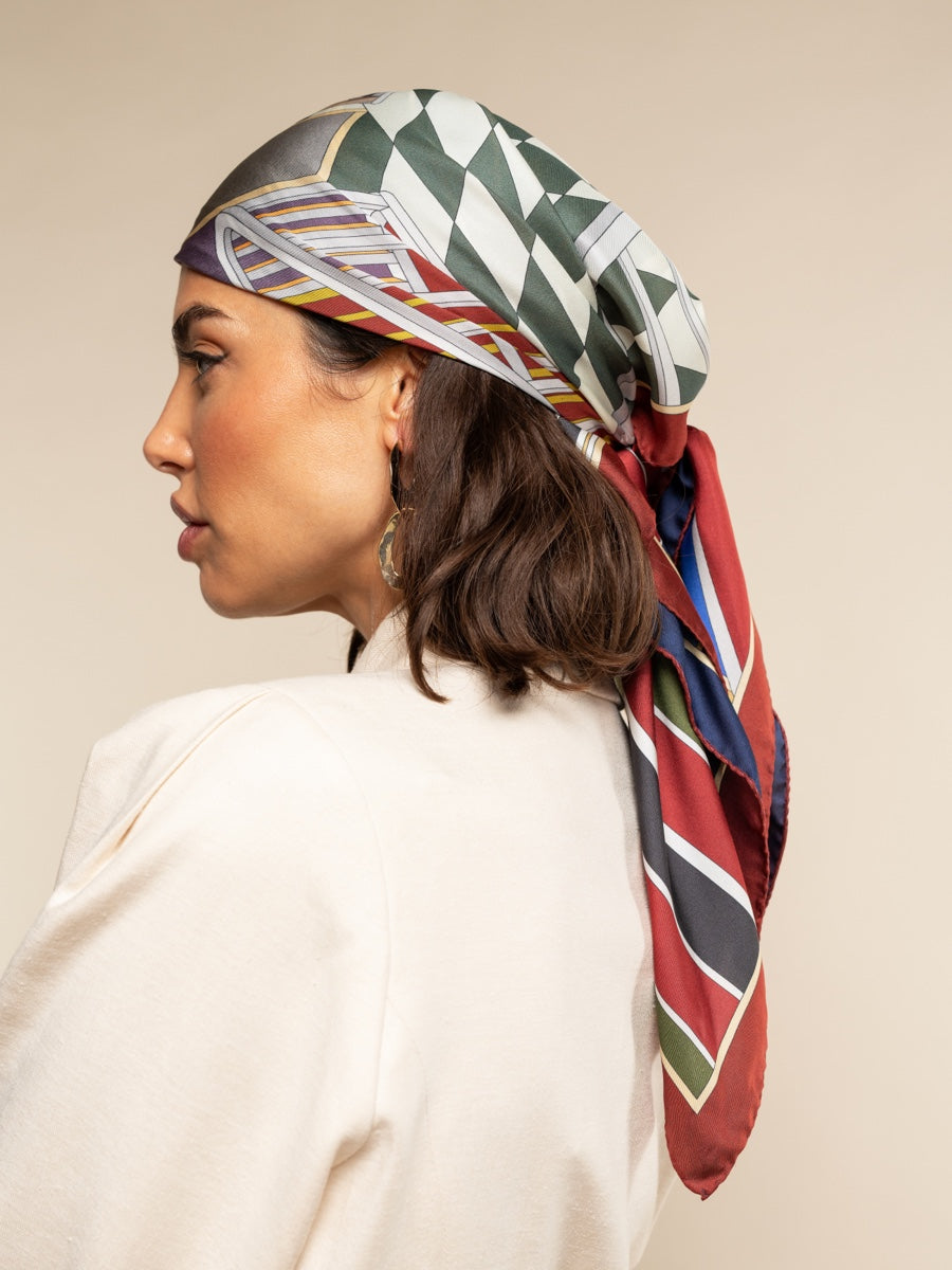 Fiorella (red/blue) - soft and lightweight Italian foulard from pure silk - Fratelli Orsini - Luxury Italian Scarf - Handmade in Italy - 9