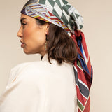 Fiorella (red/blue) - soft and lightweight Italian foulard from pure silk - Fratelli Orsini - Luxury Italian Scarf - Handmade in Italy - 9