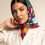 Giorgia (green/pink) - soft and lightweight Italian foulard from pure silk  - Fratelli Orsini - Luxury Italian Scarf - Handmade in Italy - 12