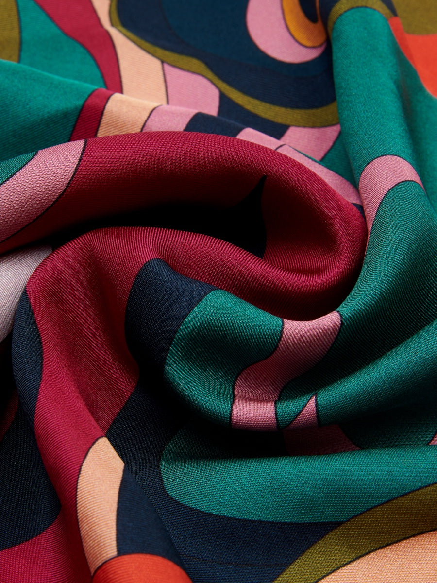 Giorgia (green/pink) - soft and lightweight Italian foulard from pure silk - Fratelli Orsini - Luxury Italian Scarf - Handmade in Italy - 5