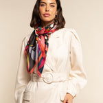 Giorgia (green/pink) - soft and lightweight Italian foulard from pure silk  - Fratelli Orsini - Luxury Italian Scarf - Handmade in Italy - 6