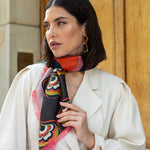 Giorgia (green/pink) - soft and lightweight Italian foulard from pure silk  - Fratelli Orsini - Luxury Italian Scarf - Handmade in Italy - 8