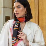 Giorgia (green/pink) - soft and lightweight Italian foulard from pure silk - Fratelli Orsini - Luxury Italian Scarf - Handmade in Italy - 8