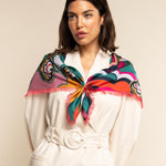 Giorgia (green/pink) - soft and lightweight Italian foulard from pure silk  - Fratelli Orsini - Luxury Italian Scarf - Handmade in Italy - 9