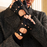 Fingerless Driving Gloves Men Deerskin Black – Luxury Leather Gloves – Handmade in Italy – Fratelli Orsini® - 3
