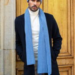 Napoli (light blue) - 100% cashmere ribbed scarf (unisex) - Fratelli Orsini - Luxury Cashmere Scarf - Handmade in Italy - 14