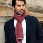 Riccardo (red & grey) - 100% cashmere scarf with pattern - Fratelli Orsini - Luxury Cashmere Scarf - Handmade in Italy - 6